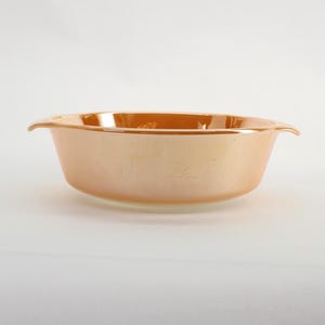 VINTAGE Fire-King Peach Lustre Casserole. 1.5 Quart Anchor Hocking 448. Mid-Century Opal Glass Bakeware