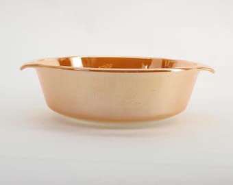 VINTAGE Fire-King Peach Lustre Casserole. 1.5 Quart Anchor Hocking 448. Mid-Century Opal Glass Bakeware