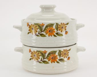 VINTAGE Capri Bake Serve'n Store Stoneware Lidded Bowls. Set of 2.