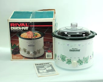 Vintage Rival Crock-Pot 2.5 Quart Slow Cooker Ivy Pattern (Original Box & Manual)