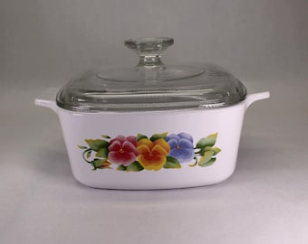 Vintage CorningWare Summer Blush Saucepan: 1.5 Liter Pansy Pattern, Made in USA