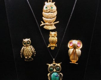 VINTAGE Parliament of Owls Costume Pendants and Brooches