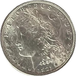 VINTAGE 1921 Morgan Silver Dollar. San Francisco Mint. MS63-BU. With Card & Coin Holder.