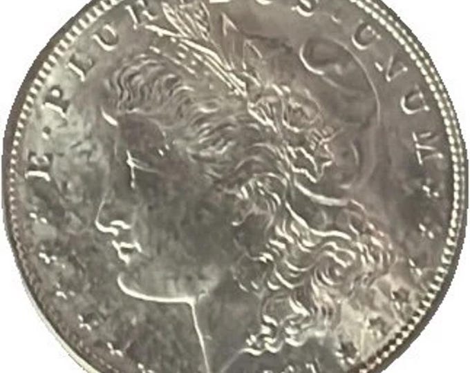 VINTAGE 1921 Morgan Silver Dollar. San Francisco Mint. MS63-BU. With Card & Coin Holder.
