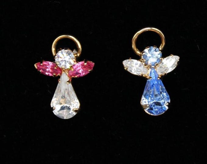 VINTAGE Rhinestone Angel Pin. Your Choice: Pink Or Blue.