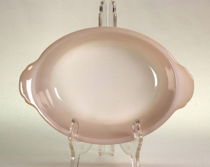Vintage Fire-King Peach Lustre Ovenware: Mid-Century Oval Casserole