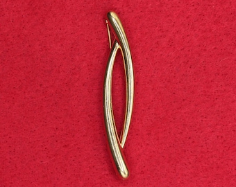 VINTAGE Monet Goldtone Abstract Ribbon Brooch Pin. Modernist Sculptural Design. Signed Monet