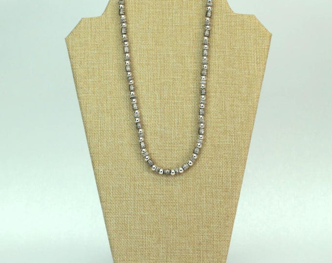 VINTAGE Napier Silver Tone Beaded Necklace • Heavy Minimalist Statement Necklace • Classic Career Jewelry • 1990s Modernist Style