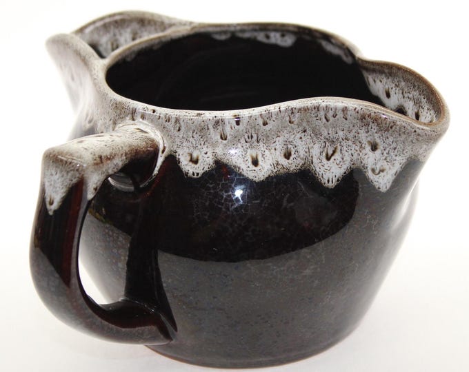 VINTAGE Ceramic Mushroom Haters' Gravy Boat. Drip Glazed.