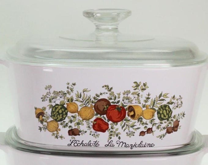 Vintage Corning Ware Spice of Life 3-Quart Casserole: Transfer or Screen Print Variant