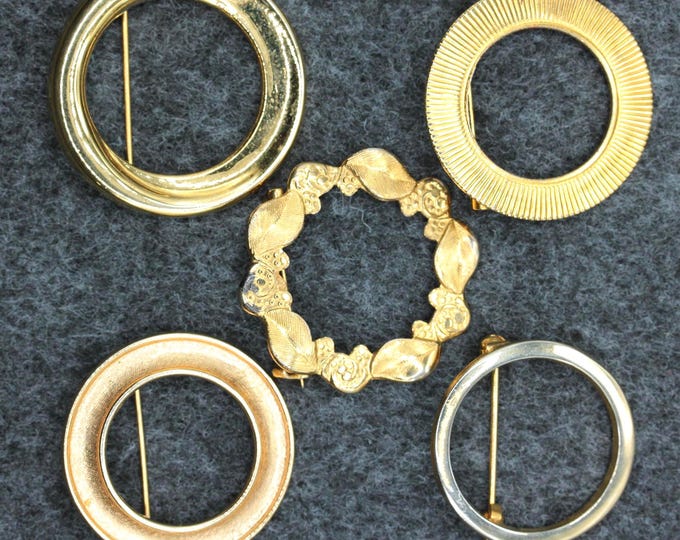 VINTAGE Your Choice Open Circle Brooch • Monet, Trifari & Classic Gold Tone Pins • Modernist • Minimalist • Wreath Design