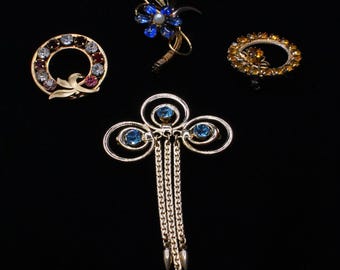 VINTAGE Rhinestone Costume Jewelry Brooches