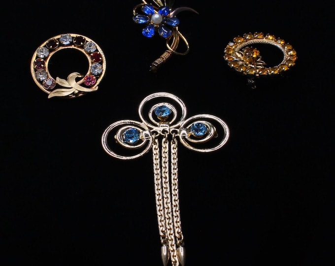 VINTAGE Rhinestone Costume Jewelry Brooches