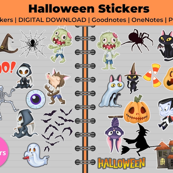 Halloween Digital Stickers, Halloween Stickers, Goodnotes Stickers, OneNote Stickers, Digital Planner Stickers, iPad Stickers