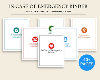 Printable Emergency Binder | In Case of Emergency | Emergency Planner |  | Emergency Preparedness | Funeral Planner | Disaster Planner