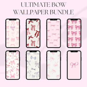 Bow iPhone Wallpaper Bundle - 8 sfondi estetici Coquette carini / Download immediato per iPhone