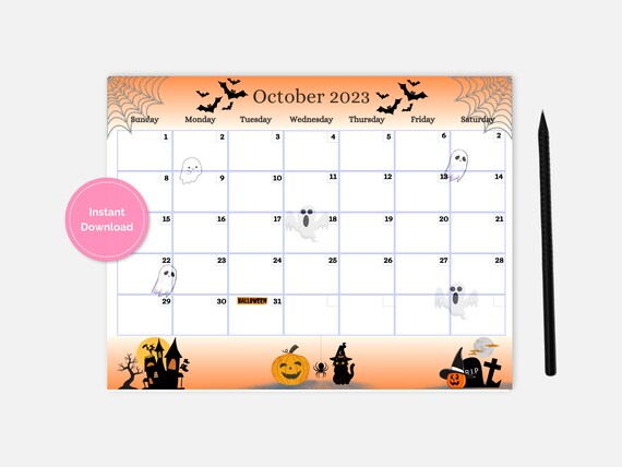 Editable October 2023 Calendar - Etsy