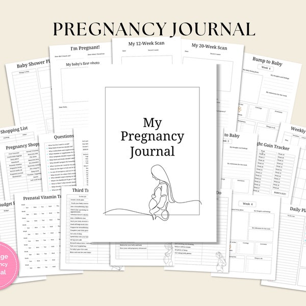 A5 Printable Pregnancy Journal  | Printable Pregnancy Planner  | Pregnancy Journal Template | Pregnancy Journal First Time Mom