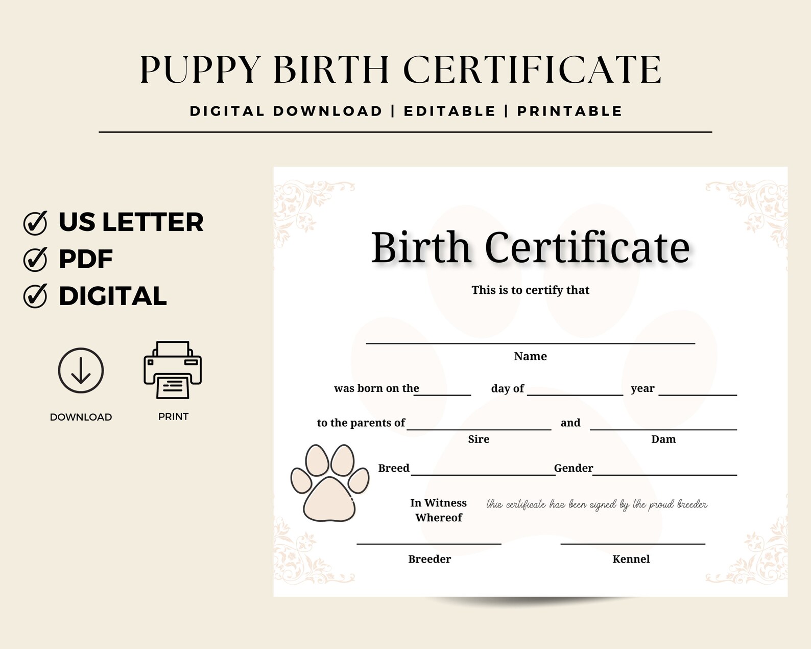 Puppy Breeder Pack | Editable Puppy Breeder Pack | Printable Dog ...