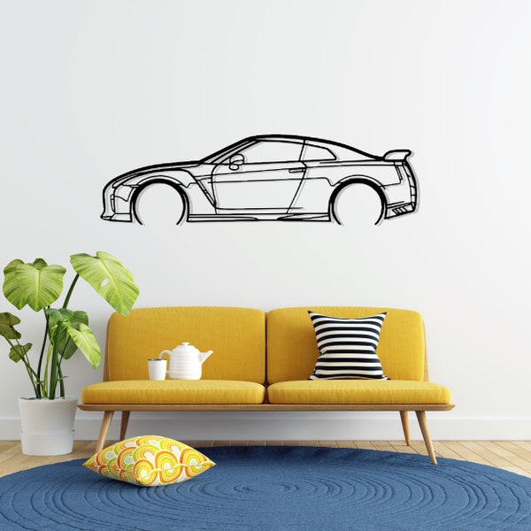 GTR R35 Detailed Metal Car Silhouette Wall Art, Metal Wall Art Decor, Gift For Car Lovers, Car Guy Gifts, Car Gifts For Him