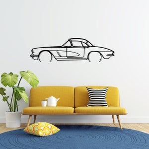 Corvette C1 327 1962 Detailed Metal Car Silhouette Wall Art, Metal Wall Art Decor, Gift For Car Lovers, Car Guy Gifts, Car Gifts For Him