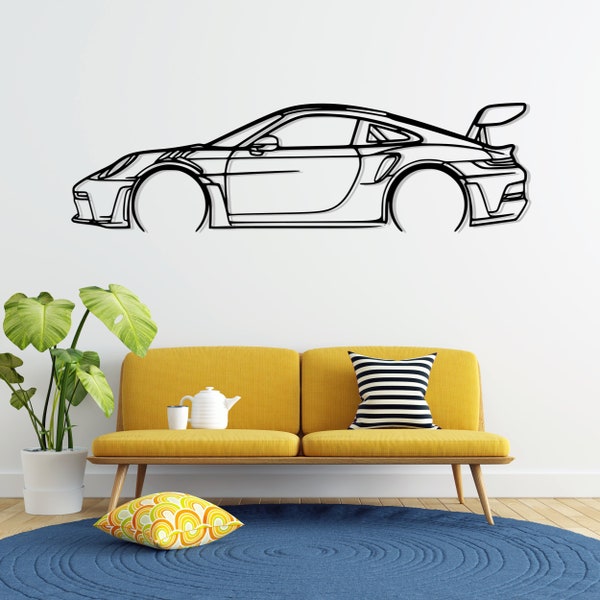 911 GT3 RS model 992 Detailed Metal Car Silhouette Wall Art, Metal Wall Art Decor, Gift For Car Lovers, Car Guy Gifts, Car Gifts For Him