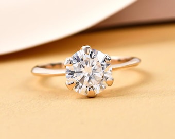Forever One Moissanite Solitaire Ring in 14K Yellow Gold, Moissanite Engagement Ring, Solitaire Ring, Diamond Ring, Moissanite Ring for Her