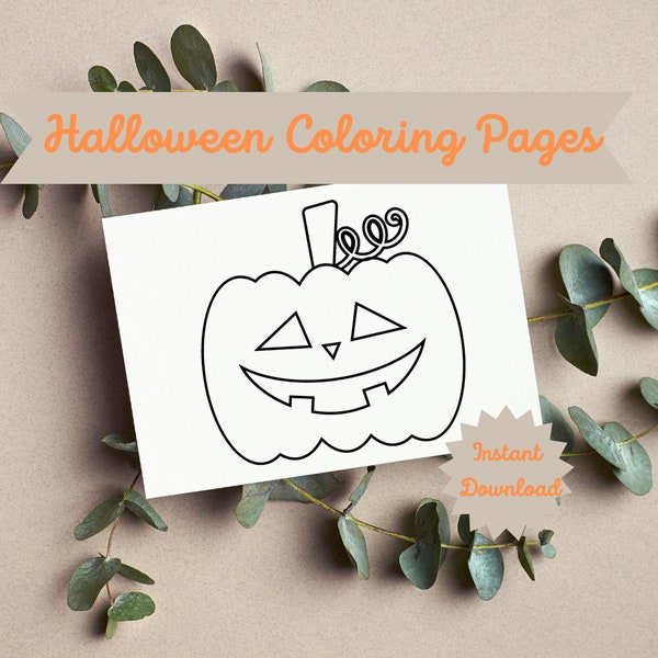 Halloween Coloring Pages, Set of 10 Simple Halloween Coloring Pages, Coloring pages for kids, toddlers