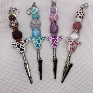 4 Pack Cow Print Themed Sport Clip Keychains
