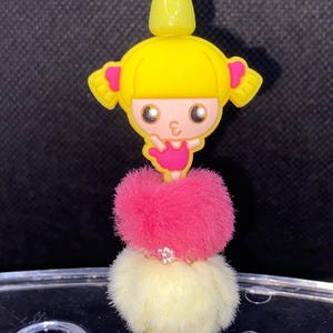 Penna con perline Kawaii Girl rosa e gialla