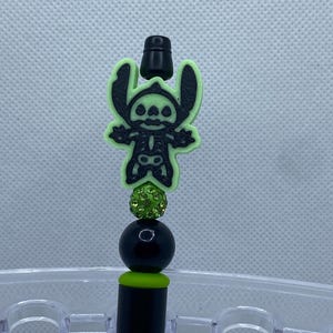 Glow in the Dark Electrocuted Blue alien  Beaded Pen