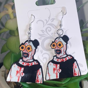 Creepy Clown with Flower Glasses Earrings