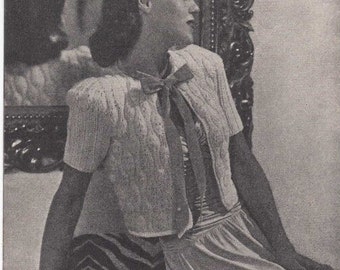 1940's Vintage knitting pattern 'Charm' Short sleeve Cardigan PDF 16106