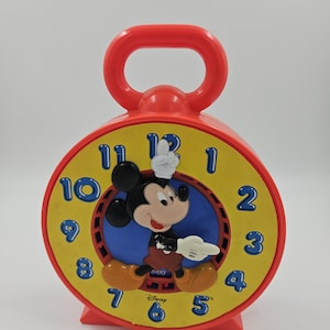1981 Vintage Disney Mickey Mouse Talking Time Clock Pull String Mattel WORKING!!