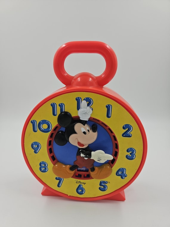 Disney Mickey Mouse Talking Time 時計　未開封 1981 Vintage Disney Mickey Mouse Talking Time Clock Pull String