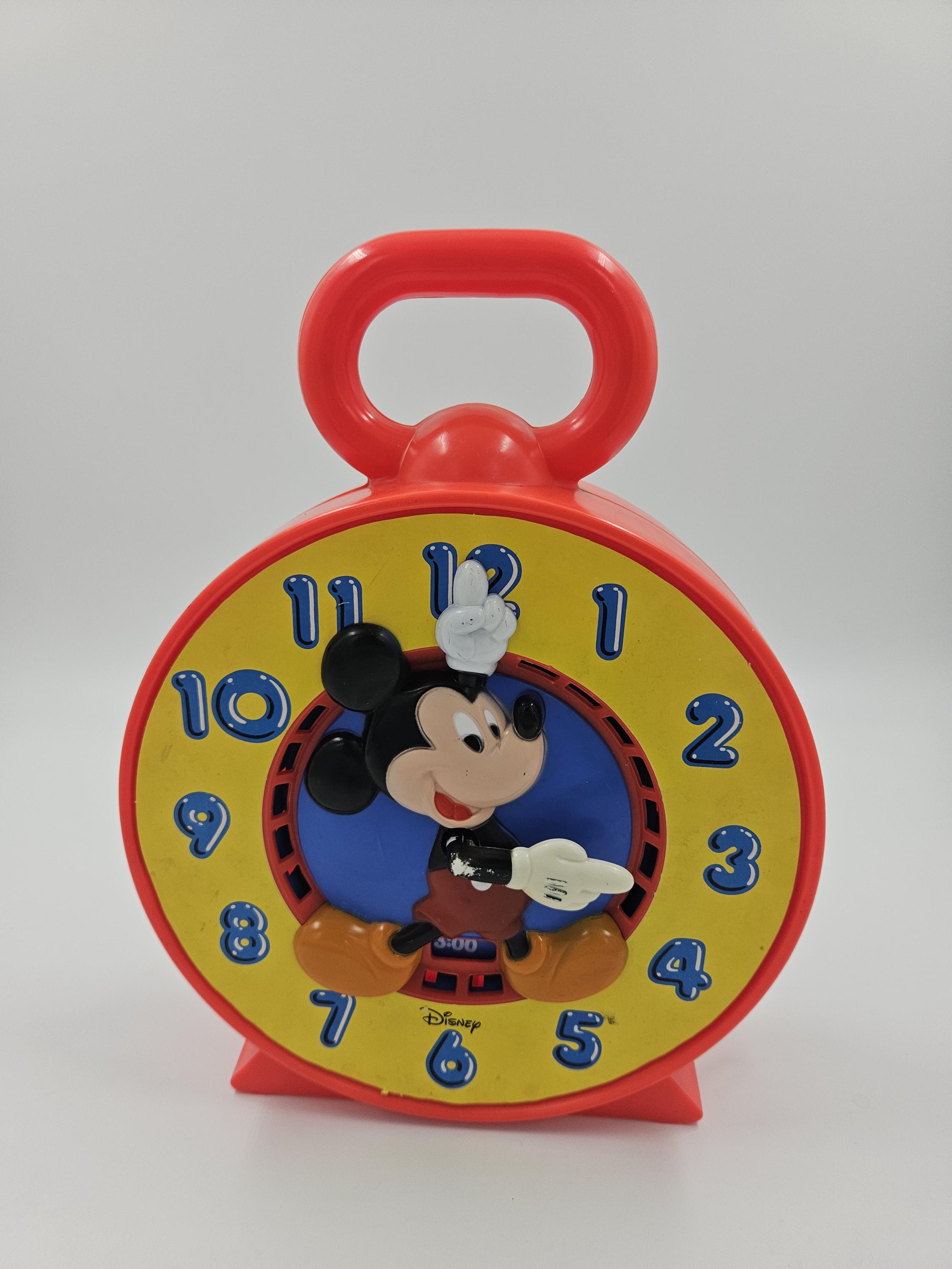 1981 Vintage Disney Mickey Mouse Talking Time Clock Pull String