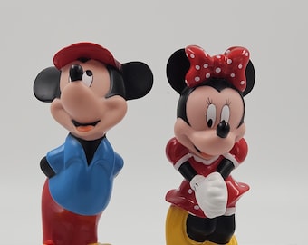 Vintage Disney-figurer Baby Gummi Badleksaker 15 cm Musse och Mimmi Pigg