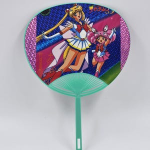 Vintage 2000 Sailor Moon  World Plastic Fan with Decal 9.5 inches