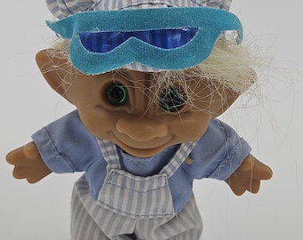 Muñeca troll Russ vintage, Super Kicker, pelo amarillo