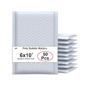 6x10 &quot;Poly Bubble Mailers: Wasserdichte, gepolsterte Umschläge, 50 Stk