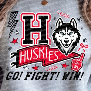 Huskies Go Fight Win PNG, Huskies Game Day Team Flag png, Huskies Pennant png, Huskies Doodle PNG Red, Huskies Mascot png, Go Huskies png