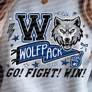 Wolfpack Go Fight Win PNG, Wolfpack Game Day Team Flag Sublimation PNG, Wolfpack Pennant Blue png, Go Wolfpack, Wolfpack Doodle PNG - Blue