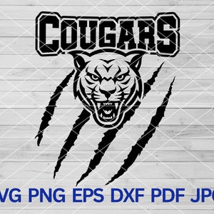 Cougars SVG, Cougar SVG, Cougars krassen SVG, Cougars mascotte SVG, Cougar school geest, Cougar Claw SVG, Cougars Pride DXF-bestand voor Cricut