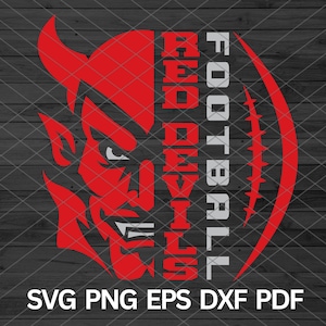 High School Red Devils Football svg, Red Devils Maskottchen svg, Red Devils svg, Red Devils Schulgeist, Red Devils Cheerleader