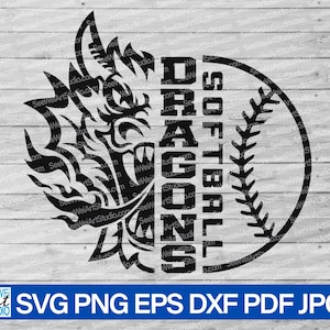 High School Dragons Softball svg, Dragons svg Cricut Silhouette files, Dragons mascot svg, Dragon School Spirit, Dragons Cheer Dragons Pride