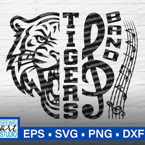 High School Tigers Band svg, Tigers svg, Tigers mascot svg, Tigers Marching Band svg, Tigers School Spirit, Tigers Pride, Tigers Cheer svg image 1