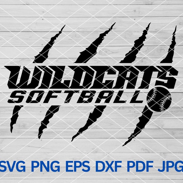 High School Wildcats Softball svg, Wildcats svg Cut file for Cricut, Wildcats school spirit, Wildcats Mascot svg, Wildcat Claw Marks svg