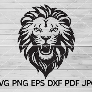 ライオン SVG、Cricut 用ライオン カット ファイル、ライオン ヘッド シルエット、ライオン フェイス SVG、ライオン クリップアート、ライオン マスコット SVG、レオ SVG、ライオン PNG、ライオン マスコット SVG