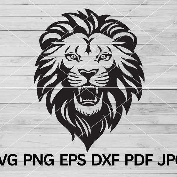Lion SVG, Lion Cut file for Cricut, Lion Head Silhouette, Lion Face svg, Lion Clipart,  Lions Mascot svg, Leo svg, Lion PNG, Lion mascot svg
