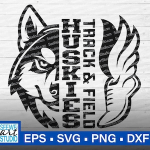 High School Huskies Track & Field svg, Huskies Track and Field svg, Huskies svg, Huskies mascot svg, Huskies Track Team svg, Track Shoe svg
